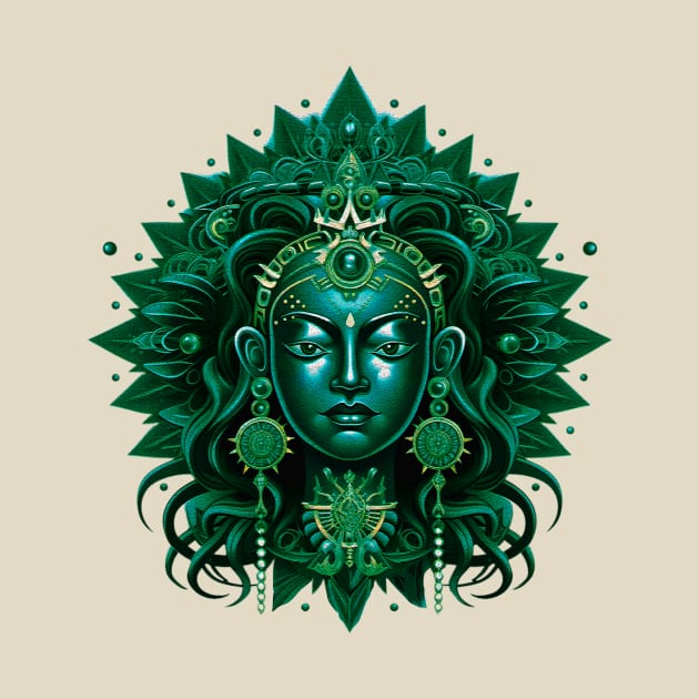 Radiant Goddess Green Tara: Mandalic Portrait of Divine Beauty by Nebula Nexus