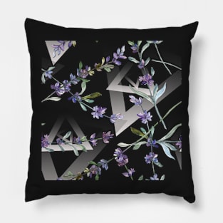 Lavender Flower Watercolor Geometric Design Pillow