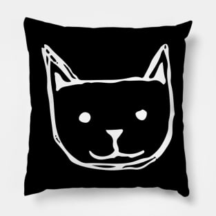 Cat Doodle White Pillow