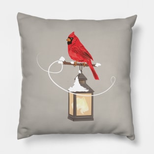 cardinal and vintage lantern Pillow