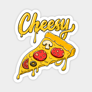 Cheesy Pizza Illustration Hand Lettering Magnet
