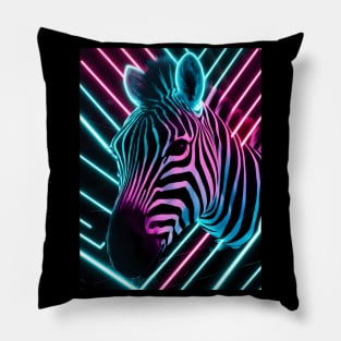 Neon zebra art pattern Pillow