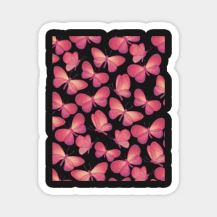 Pink, yellow and red watercolor butterflies pattern Magnet