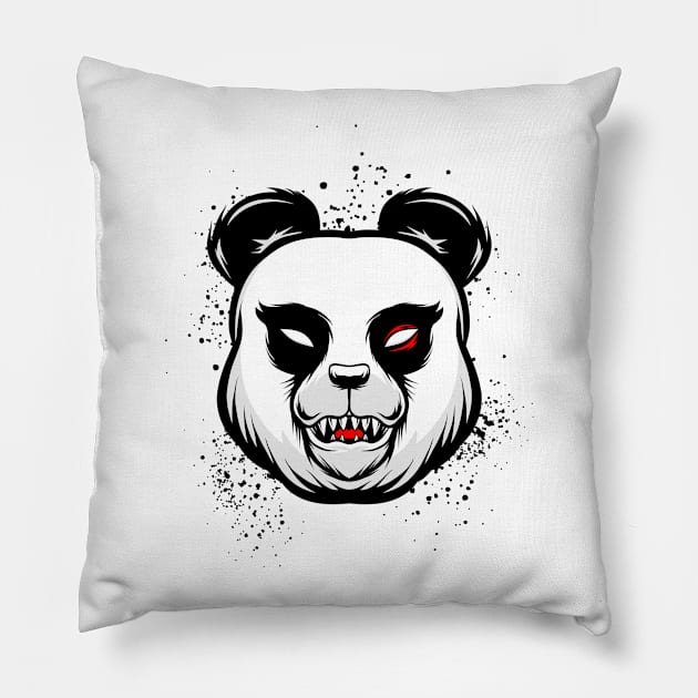 Angry panda Pillow by Luckyart11