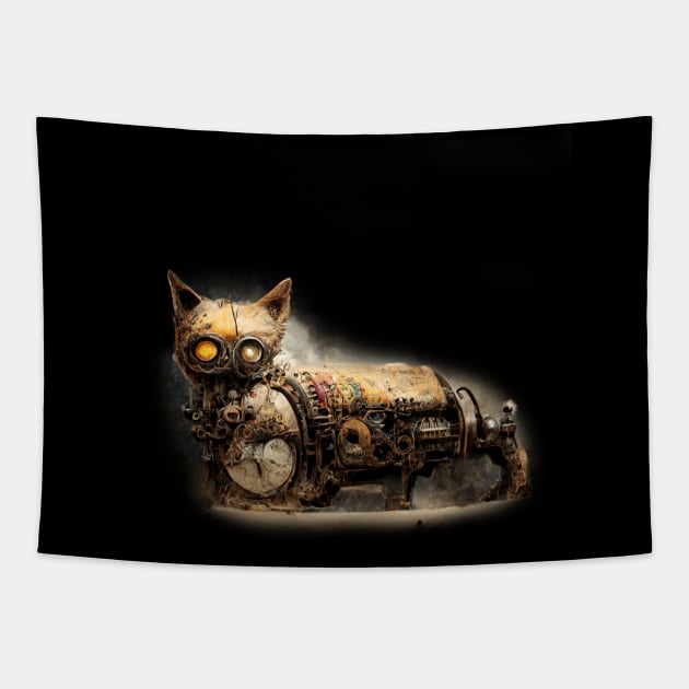 Dieselpunk Cat Tapestry by maxdax