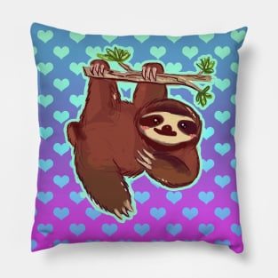 Tree Sloth Ombre Heart Pattern Pillow