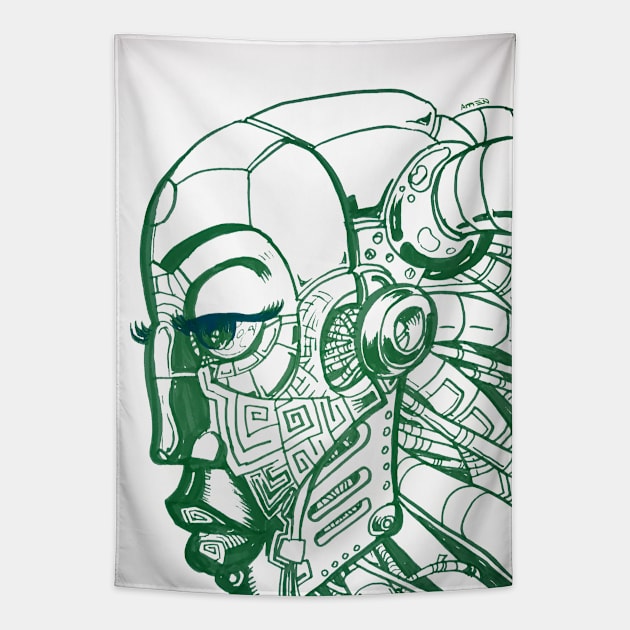 Robot Lady Tapestry by Samax