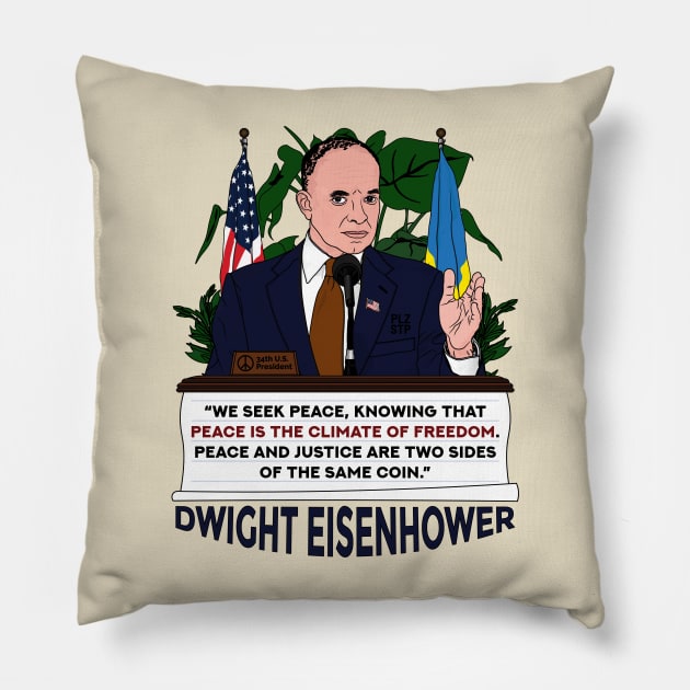 Dwight Eisenhower peace quote American flag patriotic Ukraine flag T-Shirt Pillow by Vive Hive Atelier