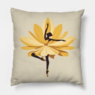 Ballet dancer in a beautiful yellow dress and a lotus pose. Vector illustration of a ballerina, ballet performer Pillow