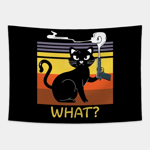 Cat What Black Cat Halloween Tapestry by ReeseClaybro