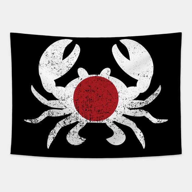 Japan Flag Crab Japanese Culture Distressed Tapestry by mstory