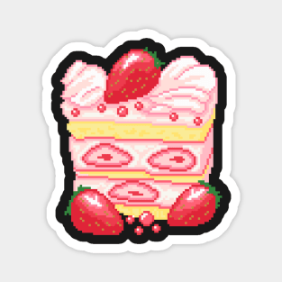 Strawberry Cake Pixel Art Magnet