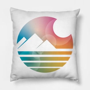 Vintage Sunset Mountain Pillow