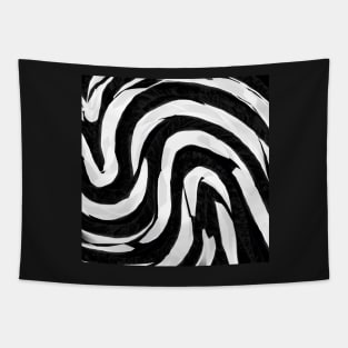 Hexa Wave (simplified) - Black and White Tapestry