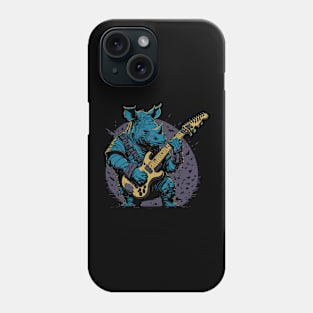 Rhino playing the guitar Phone Case