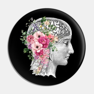 Brain Floral, Mental Health Matters Pin