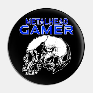 Metalhead Gamer Side Skull Blue Pin