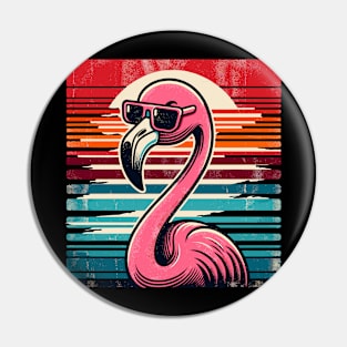 Cool Retro Flamingo in Sunglasses 70s 80s 90s Funny Flamingo Pin