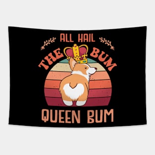 FUNNY VINTAGE SUNSET QUEEN BUM CUTE CORGI BUTT Tapestry