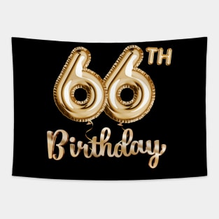 66th Birthday Gifts - Party Balloons Gold Tapestry