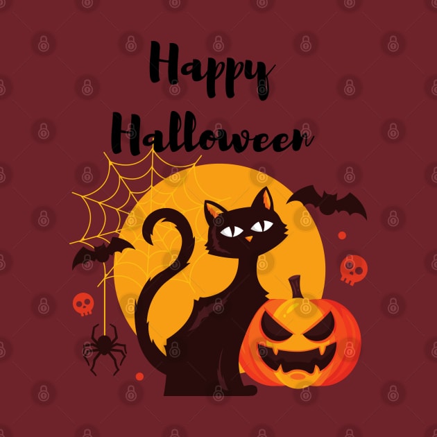 Happy Halloween Cat and friends by Courtney's Creations