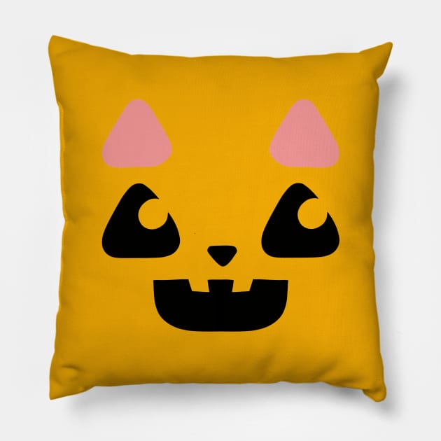 Cute Kawaii Pumpkin Cat Face Costume pastel goth Pillow by xenotransplant