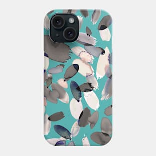 Pocket - WATERCOLOR PETAL STAINS BLUE TURQUOISE Phone Case