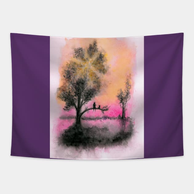 Dreamy sunset Tapestry by artbyluko