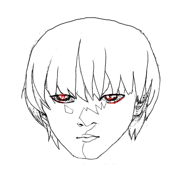 Beautiful manga ghoul (black line, red eyes) by Axele's super-cool-store