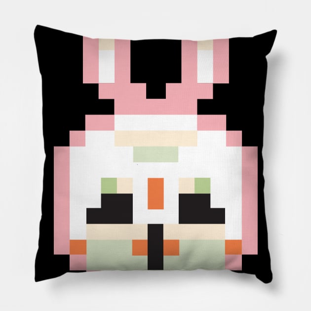 Pink Pixel Rabbit Pillow by Enickma