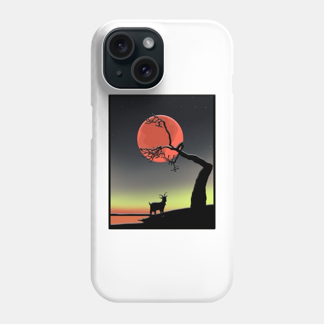 Moon Goat Phone Case by Nerdpins