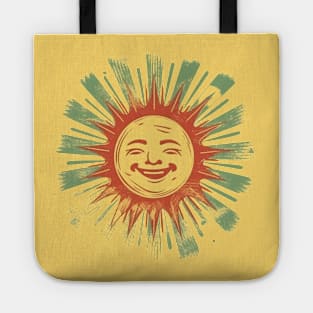 Retro smiling sun illustration Tote