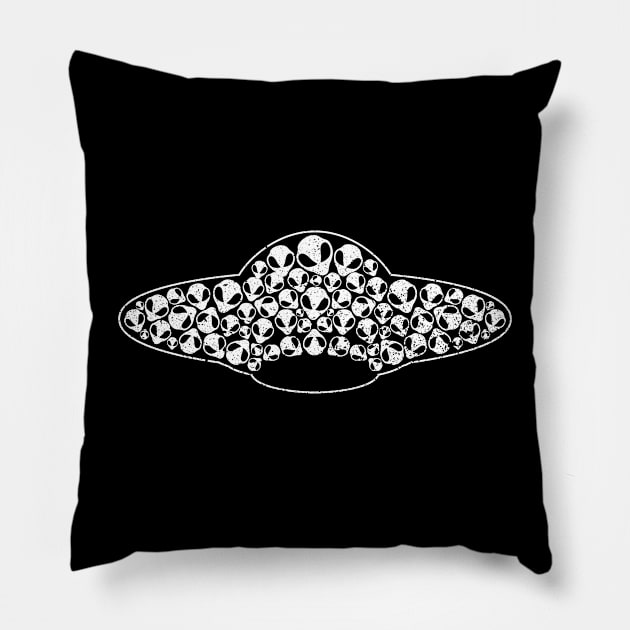 Alien UFO Flying Saucer Extraterrestrials Conspiracy Theory Pillow by Anassein.os