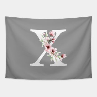 Letter X Monogram With Cherry Blossoms Tapestry