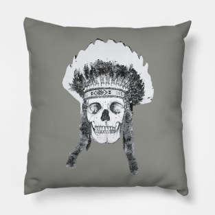 Skull Native American Headdress Pillow