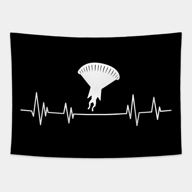 Heartbeat skydiving - parachuting, Skydivers gift Parachute Jump Heartbeat, Tapestry by mezy