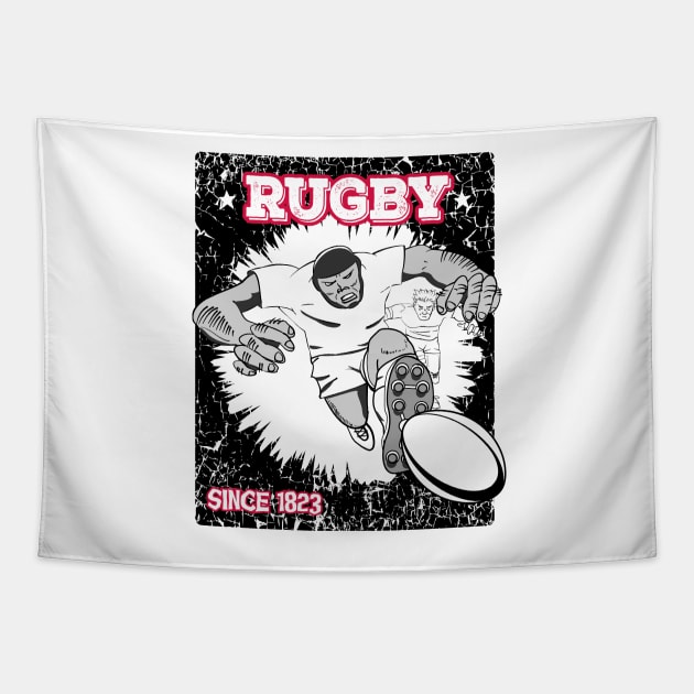 Rugby Smash Tapestry by atomguy