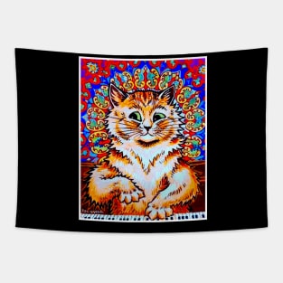 Cat Playing a Piano : A Louis Wain abstract psychedelic Art Print Tapestry