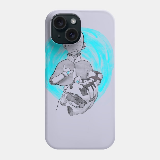 Aang Appa Sumi-e Phone Case by StarTrooper3000