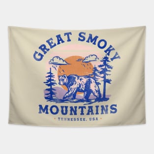 Great Smoky Mountains, Tennessee Vintage Travel Art w/Bear Tapestry