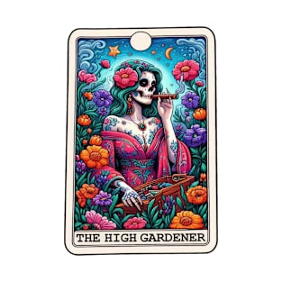 Funny Tarot Gardener Vibrant Day of Dead Sugar Skull Floral T-Shirt