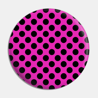 Vintage Pink Black Polka Dots Pattern Pin