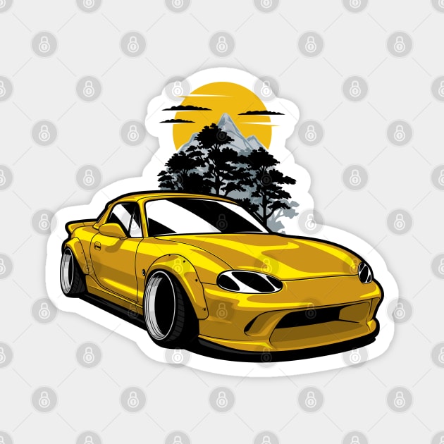 Yellow MX5 Miata JDM Magnet by KaroCars