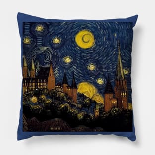 Starry Night Wizarding School Van Gogh Pillow