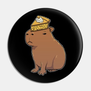 Capybara with Apple Pie on its head Pin