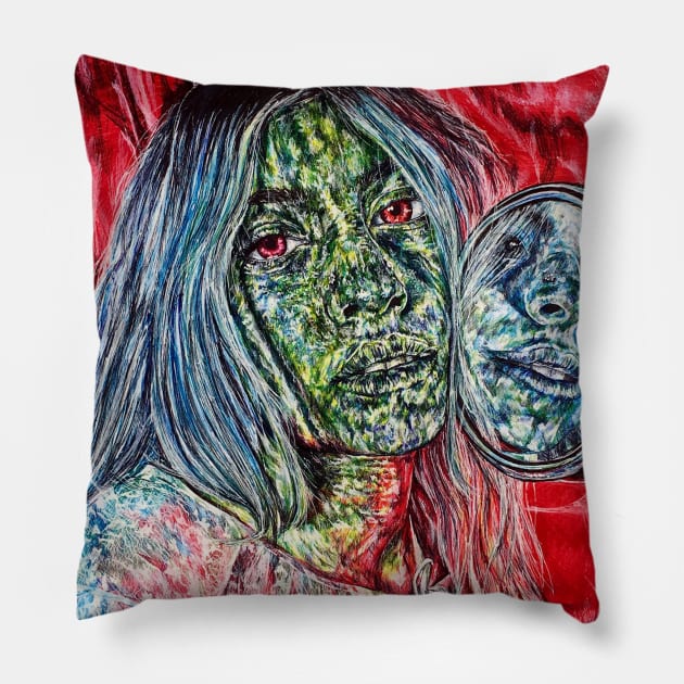 Green with Envy Pillow by Assmodeuz