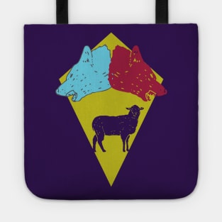 Hunter Wolves of Red and Blue Emblem Tote