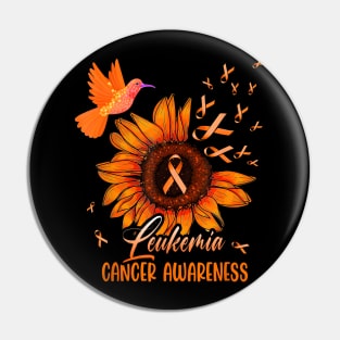 Hummingbird Orange Sunflower Leukemia Cancer Awareness Pin