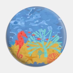 Seabed Underwater Scene Fish Seahorse Coral Pin