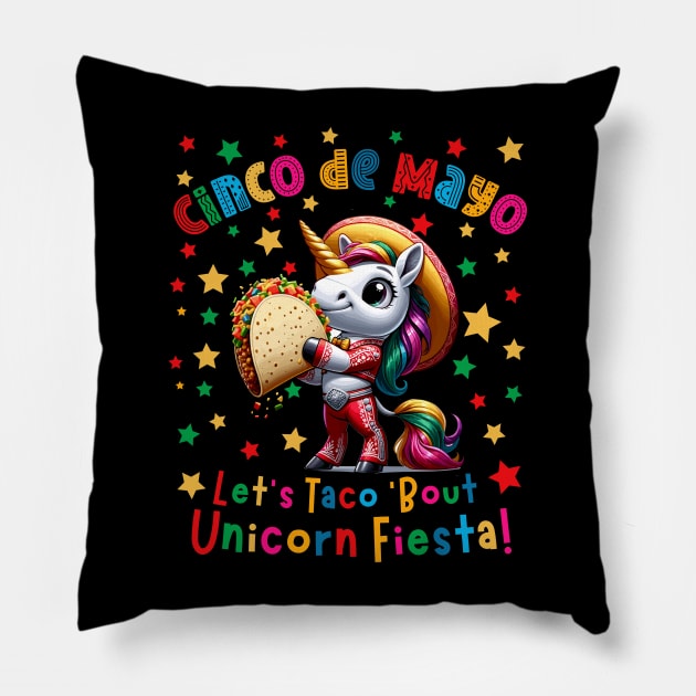 Cinco de Mayo Let's Taco 'Bout Unicorn Fiesta Men Women Kids Pillow by AimArtStudio